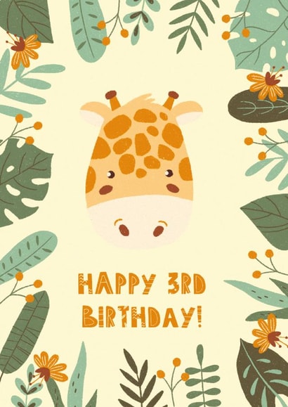 3rd Birthday Card | Giraffe Card | Animal | Kids | Children's | Gender Neutral created by Ricicle Cards