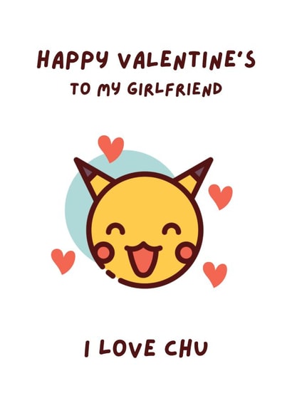 Pokemon Valentine's Day Card for Girlfriend, Girl Gamer Pokemon Go Fan - Pikachu created by Lucky Jems Gifts