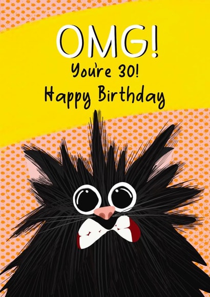Funny Birthday Card - Shocking - Cat - 30th created by LittleTalesByGem