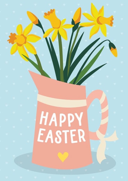 Happy Easter Card - Cute Daffodils Illustration created by Mrs Best Paper Co.