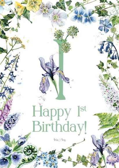 Cute Birthday Card - I - 1st - Floral created by Kate Moby