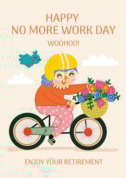 Cute Retirement Card - No More Work Day created by NICHOLA COWDERY ILLUSTRATIONS