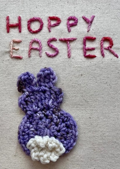 Cute Easter card for your lovers of puns- Crochet bunny- Hoppy Easter created by Crochethology