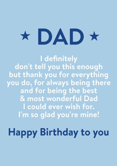 Heartfelt Birthday Card - Dad - Most Wonderful created by Word Up Creative