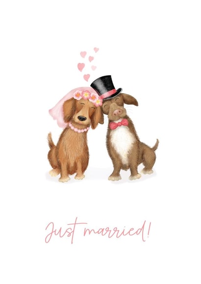 Cute dachshunds 'just married' wedding card created by LeopardyNonsense