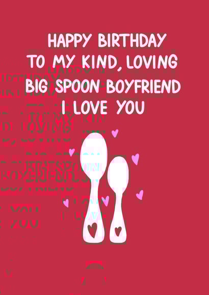 Boyfriend Birthday Card - Big Spoon Boyfriend - I Love You created by HCD Illustration