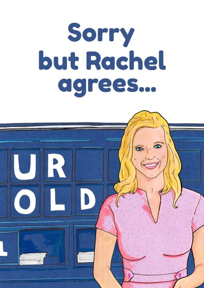 Funny Birthday Card - Rachel Riley - Ur Old created by Martyn Scribbler Illustration