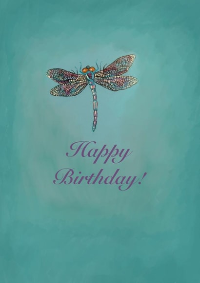 Beautiful, Artistic Dragonfly Birthday Card for the Art Lover in Your Life. created by Designs by Vivi