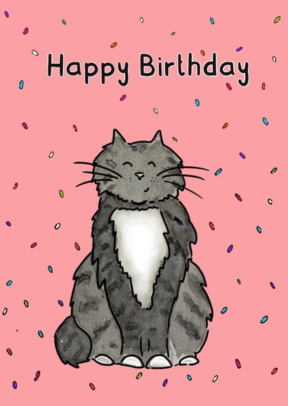 Cute Cat Confetti Happy Birthday Card created by Meg Lillicrap Studio