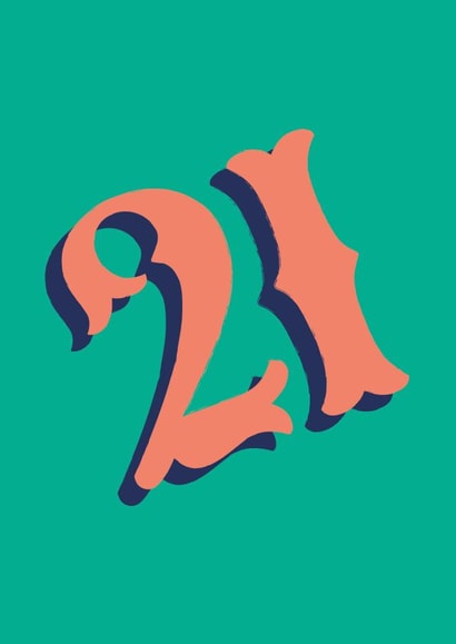 Retro Birthday Card with Bright and Colourful 21 created by Hiya Pal