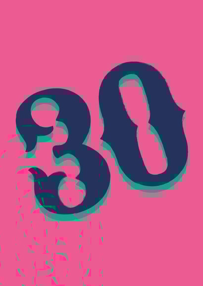 Retro Birthday Card for 30 year olds - Milestone Birthday Card in Bright colours created by Hiya Pal