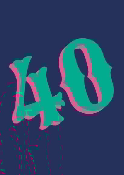 Retro 40th Birthday card with Bold Design 40 created by Hiya Pal