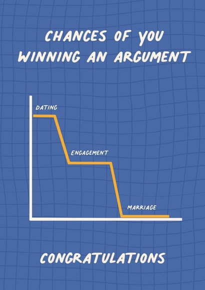 Chances Of Winning An Argument Post-Marriage | Funny Wedding Card | Congrats created by @tikkled.pink