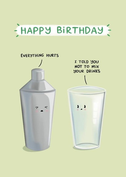 Cute Funny Alcohol Hangover Birthday Card - Mixing Drinks created by Sydney Jo Designs