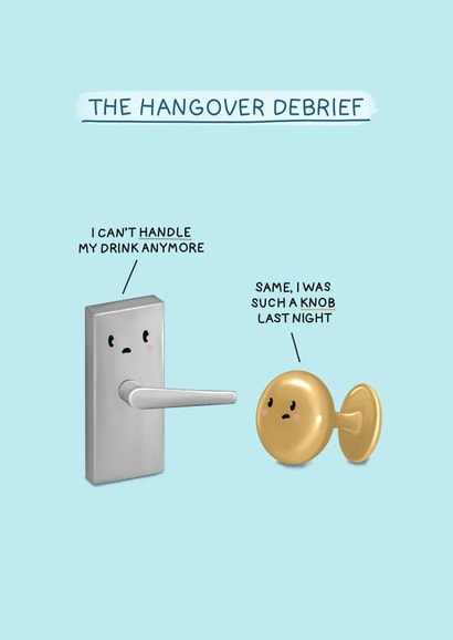 Funny Cute Hangover Pun Birthday Card - Can’t Handle My Drink created by Sydney Jo Designs