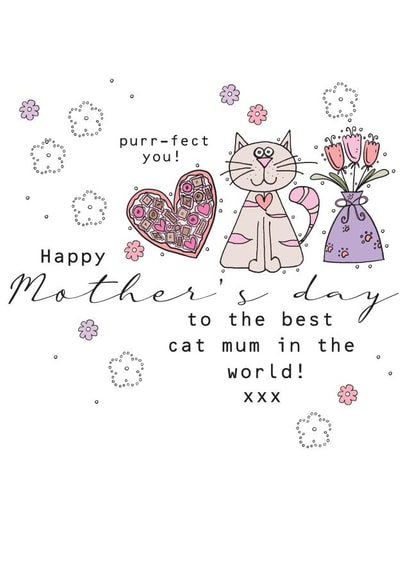 A cute mother's day card to the best cat mum in the world. created by Eggbert & Daisy