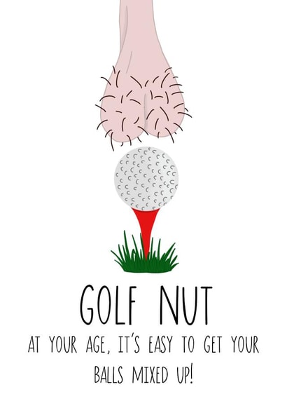 Golf Ball Rude Birthday Card-Funny Bollock-Golf Fan-Funny Saggy Balls Card created by Beth Williams