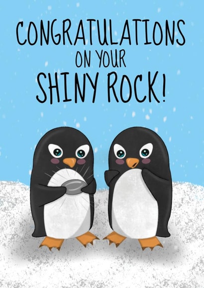 Cute Engagement Card - Penguin Shiny Rock created by @Cupsie's Creations