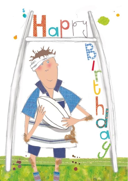 Cute Birthday Card - Rugby Mad Ruffian created by Anya Higginson
