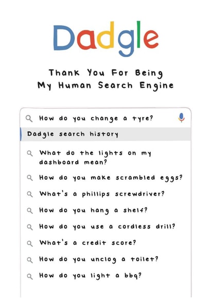 Funny Father's Day Card - Google - Dadgle - Search Engine created by AbiGoLucky