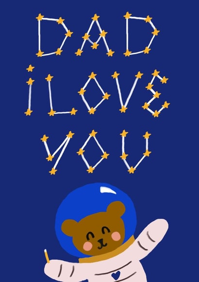 Cute Father´s Day Card with bear - Cute Birthday card for dad - for him - space created by Yolidoo