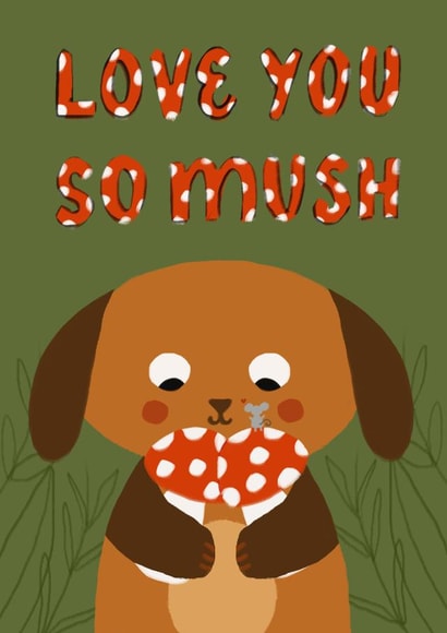 Cute Love Card for her - cute animal love card for dog lover - Valentines day created by Yolidoo