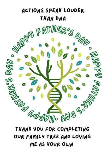 Step Dad Stepdad StepFather Daddy Fathers Day Card Dna Loving me as your own created by Phoenix Fyre Cards