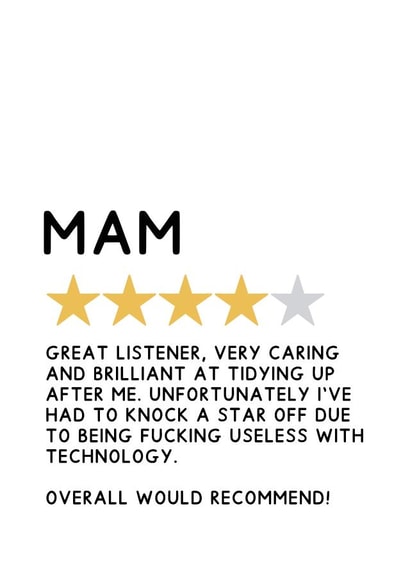 4 Star Mam - Funny Mother's Day Card created by Jeff and the Squirrel