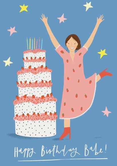 Cute Birthday Card - Cake - Babe created by Georgia-Maia Illustrations