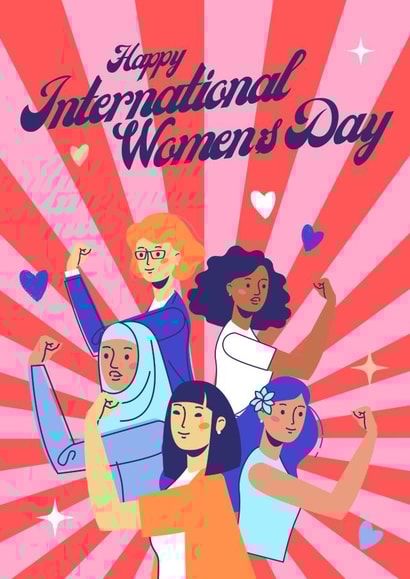 Happy International Women's Day celebration card - Strong women - Feminism created by Nina Bombina