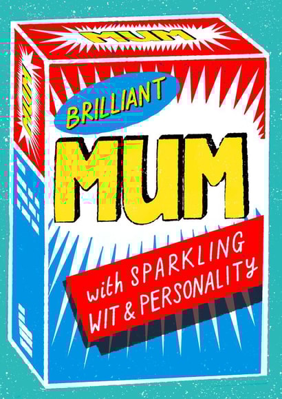 Funny Mother's Day Card - Brilliant Mum Washing Powder box created by Rebecca McConnachie