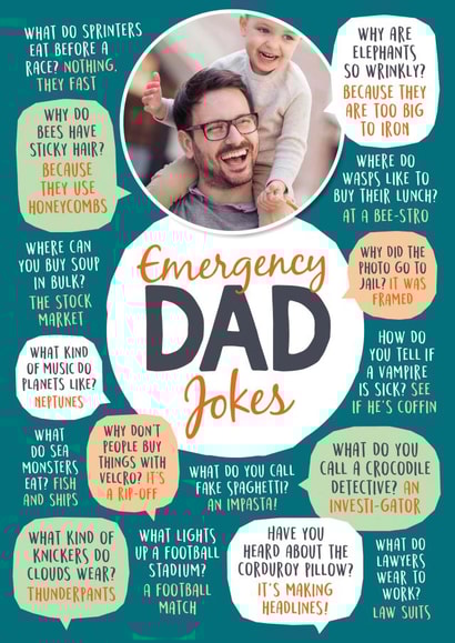 Funny Personalised Emergency Dad Jokes Photo Card / Father's Day Card - For Dad created by Paper Plane