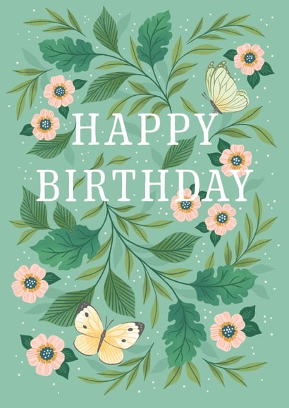 Pretty Birthday Card - Flowers - Butterfly created by Ricicle Cards