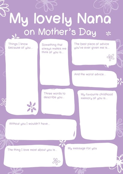 Cute Mother's Day Card - Lovely Nana - Fill In The Blanks created by Bow & Bell
