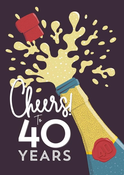 Cute Birthday/Anniversary Card -  Cheers to 40 Years created by Little Red Cherry