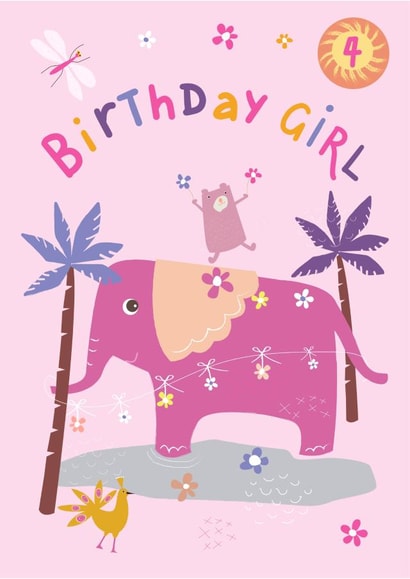 Cute Birthday Card - 4th - Elephant created by patternmuse