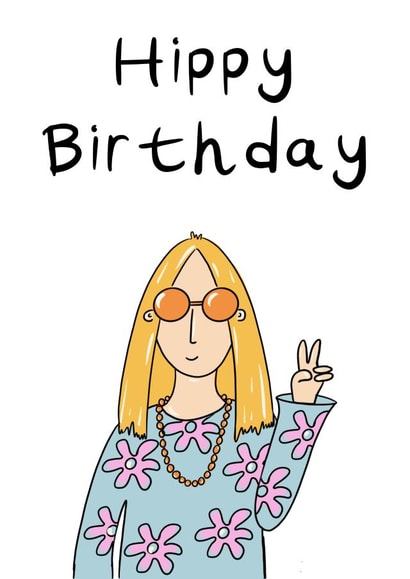 Birthday Card for the Hippy In your Life created by Helen Ridley Illustration