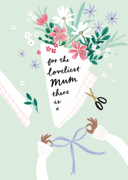 Pretty Birthday/Mother's Day Card - Loveliest Mum - Flower Bouquet created by Helen Mackay