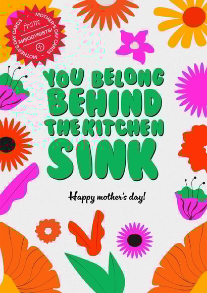 You belong behind the kitchen sink. Happy Mother's Day from a misogynist. created by WMN from CPB London