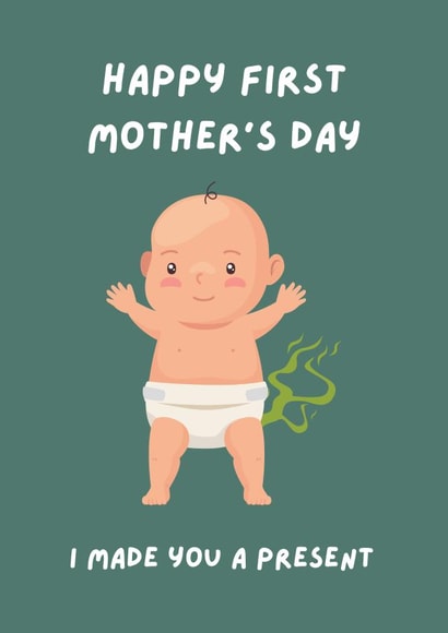 Funny First Mother's Day Card from Baby - New Mum Mother's Day Card from Newborn created by Lucky Jems Gifts