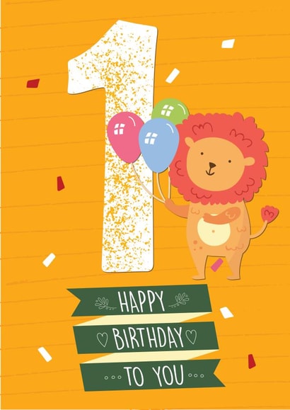 Cute Birthday Card - 1st - Lion created by Nidd And Rigg!