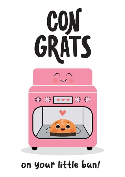 Pregnancy Congratulations Card, Bun In Oven, Mum To Be Card, Expecting a Baby created by Pixie Brown