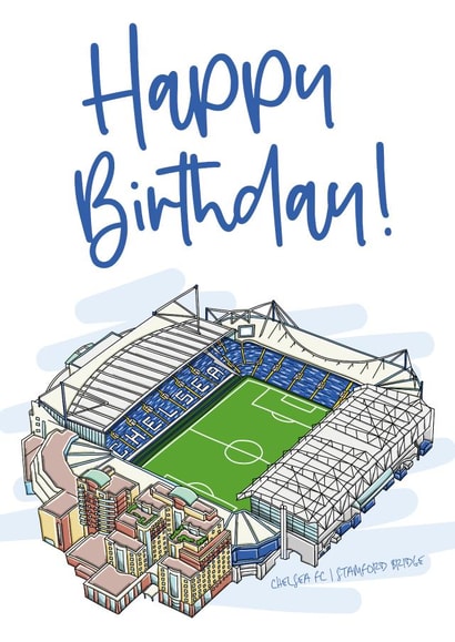 Fun Birthday Card - Chelsea - FC Stadium created by Moo & Snip