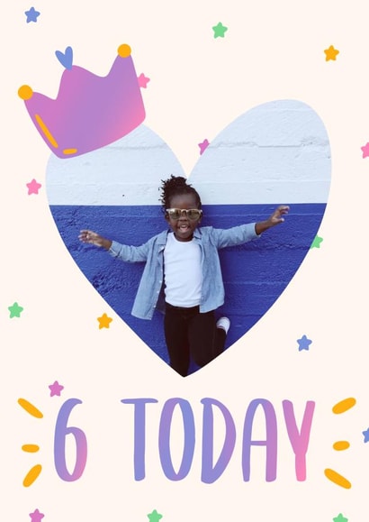 Cute Birthday Card - 6th - Heart created by Lisa Wardle