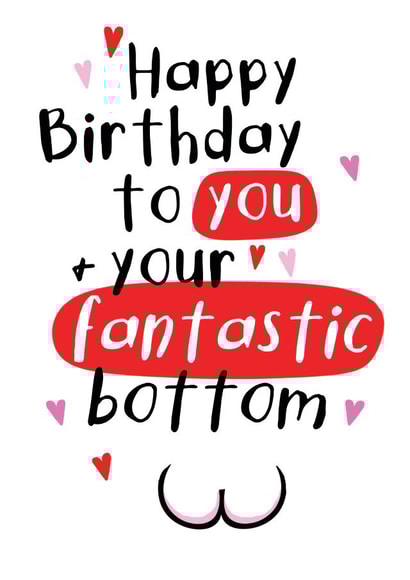 Cheeky birthday card for significant other - fantastic bottom created by CardsByGem