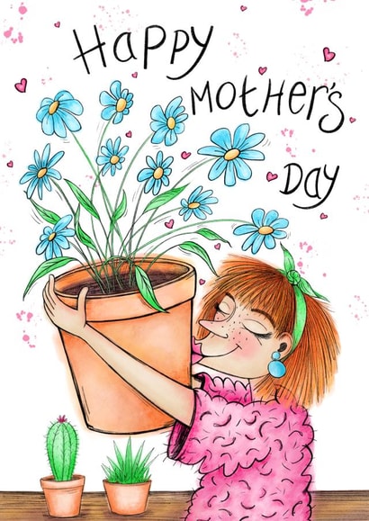 Fun Happy Mother’s Day card for plant loving mums. created by Peach Nut Studio