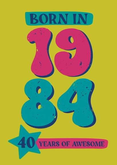 40th birthday card - Born in 1983 created by Giddy Kipper