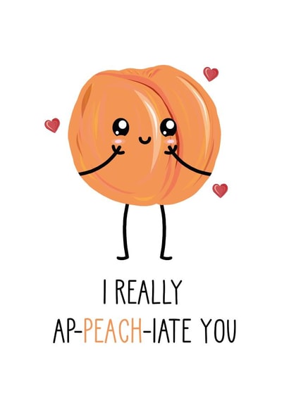 Cute Thank You Card - Peach - Appreciate - Pun created by Just Joy Designs