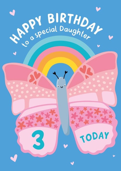 3rd Birthday Card - Daughter - Butterfly - Rainbow created by Macie Dot Doodles