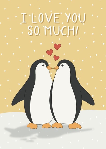 Cute Penguin I Love You Anniversary Card for Significant Other created by SH Designs